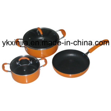 Utensílios de cozinha 5PCS Orange Alumínio Non-Stick Cookware Set